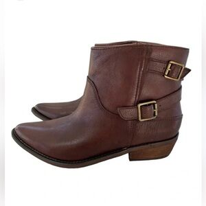 Lucky Brand Brown Ankle Booties with Double Buckle detail